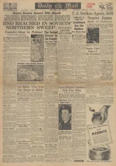 Luga: Daily Mail front page Allies bomb Germany
