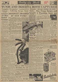 Longstop: Daily Mail front page Allies capture Tunis & Bizerte