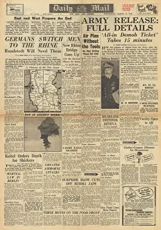 Bridgend: Daily Mail front page Allies on the Rhine