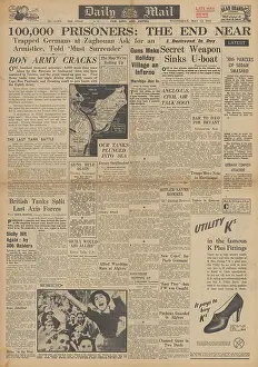 Longstop: Daily Mail front page Axis forces surrender in North Africa