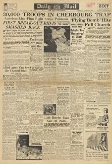 Liberators: Daily Mail front page Battle of Cherbourg