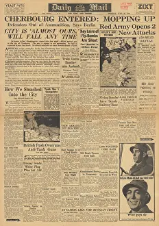 Doodlebugs: Daily Mail front page Battle for Cherbourg