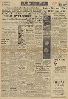 Wingate: Daily Mail front page Battle of Kursk