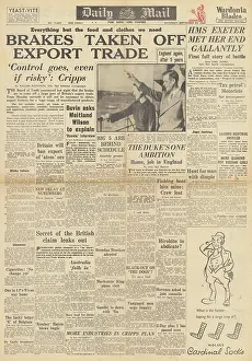 Restrictions: Daily Mail front page Battle of River Plate