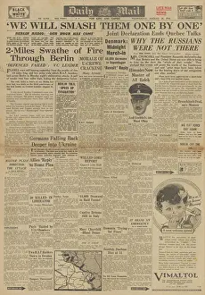 Quadrant: Daily Mail front page Bombing raid on Berlin
