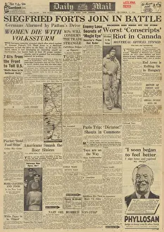 Spitfires: Daily Mail front page Conscript riots in Canada