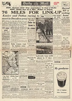 Tolbukhin: Daily Mail front page Link up of US and Soviet forces