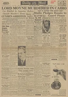 Moyne: Daily Mail front page Lord Moyne assassinated