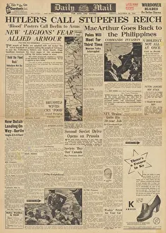 Leyte: Daily Mail front page MacArthur returns to Philippines