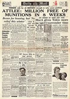 Kwantung: Daily Mail front page Million workers to quit war work