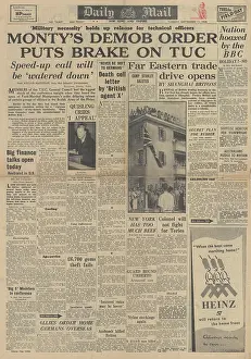 Demob: Daily Mail front page Montgomery slows demobilisation