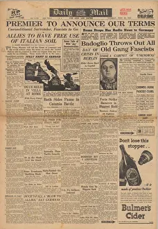 Catania: Daily Mail front page Mussolini dismissed
