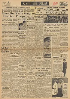 Cagliari: Daily Mail front page Mussolini visits Sicily
