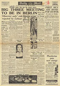 Demobilisation: Daily Mail front page Potsdam Conference confirmed