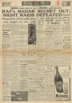 Bevin: Daily Mail front page RAF radar secrets revealed