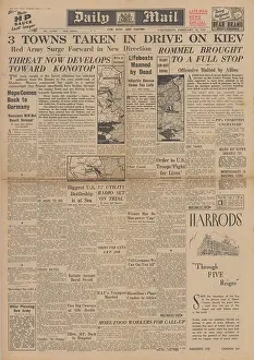 Ghandi: Daily Mail front page Red Army advance on the Eastern Front