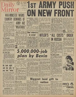 Dnepropetrovsk: Daily Mail front page Red Army advance on the Eastern Front