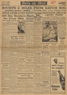 Volturno: Daily Mail front page Red Army advances on Eastern Front