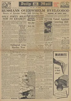 Guadalcanal: Daily Mail front page Red Army capture Belgorod