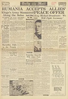 Falaise: Daily Mail front page Romania surrender