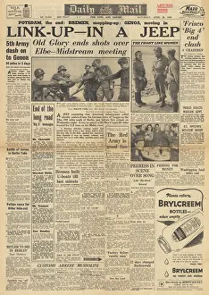 Torgau: Daily Mail front page US and Soviet forces link up on Elbe
