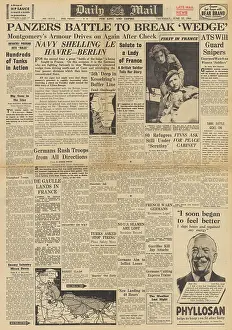 Bocage: Daily Mail front page Tank battles in Normandy