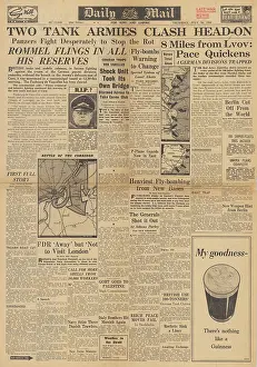Orne: Daily Mail front page Tank battles in Normandy