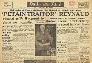 Shortages: Daily Mail front page Trial of Marshal Petain
