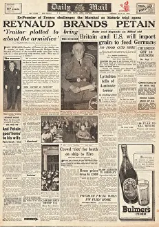 Shortages: Daily Mail front page Trial of Marshal Petain