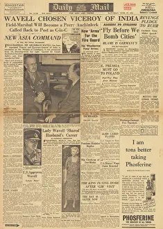 Wavell: Daily Mail front page Wavell becomes Viceroy of India