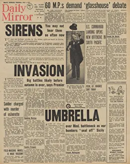 Glasshouse: Daily Mirror front page Air raid sirens