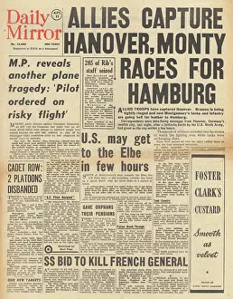Weser: Daily Mirror front page Allies capture Hanover