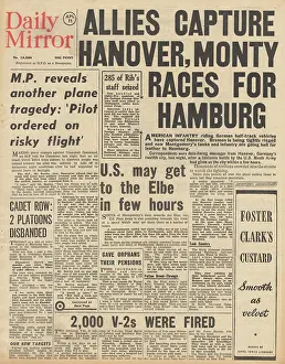 Weser: Daily Mirror front page Allies capture Hanover