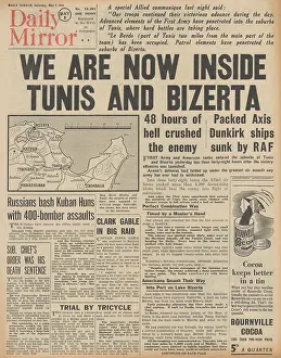 Longstop: Daily Mirror front page Allies capture Tunis & Bizerte