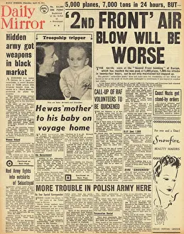 Dowding: Daily Mirror front page Allies step up bombing offensive