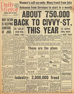 Demob: Daily Mirror front page Arrest of Robert Ley
