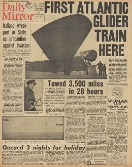 Prestwick: Daily Mirror front page Atlantic glider lands at Prestwick
