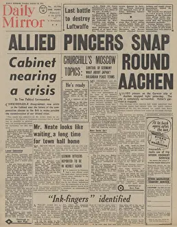 Cleft: Daily Mirror front page Battle for Aachen