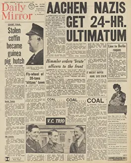 Falaise: Daily Mirror front page Battle for Aachen