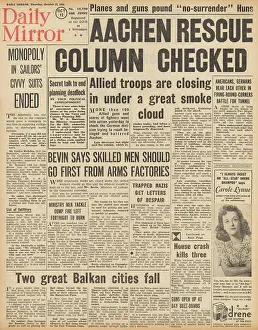Szeged: Daily Mirror front page Battle for Aachen