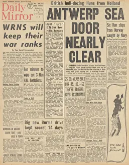 Breda: Daily Mirror front page Battle for Antwerp