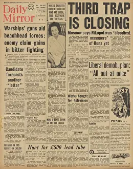 Demobilisation: Daily Mirror front page Battle for Anzio