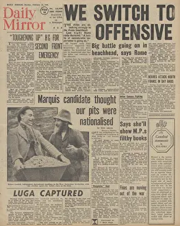 Pornography: Daily Mirror front page Battle for Anzio beachhead
