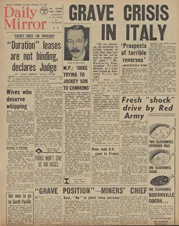 Whipping: Daily Mirror front page Battle for Anzio beachhead