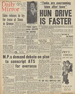 Panzers: Daily Mirror front page Battle of the Bulge