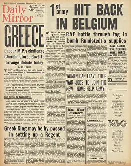 Papandreou: Daily Mirror front page Battle of the Bulge