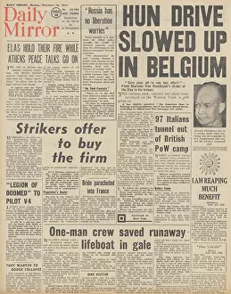 Spitfires: Daily Mirror front page Battle of the Bulge