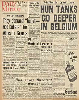 Papandreou: Daily Mirror front page Battle of the Bulge