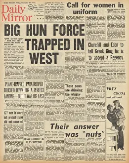 Panzers: Daily Mirror front page Battle of the Bulge