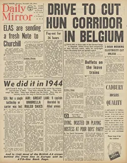 Panzers: Daily Mirror front page Battle of the Bulge